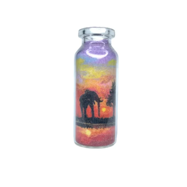 Elephant Sunset Sand Art Bottles-glass and sand art