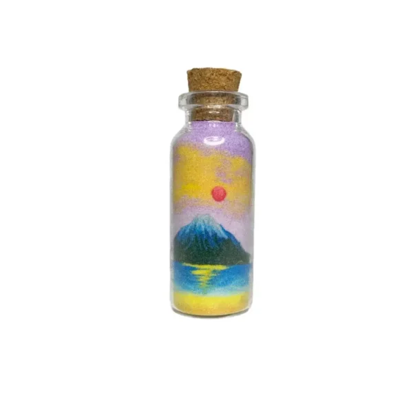 Light purple Mt Fuji Snowy Mountains Sand Art Bottles-arts with plastic bottl